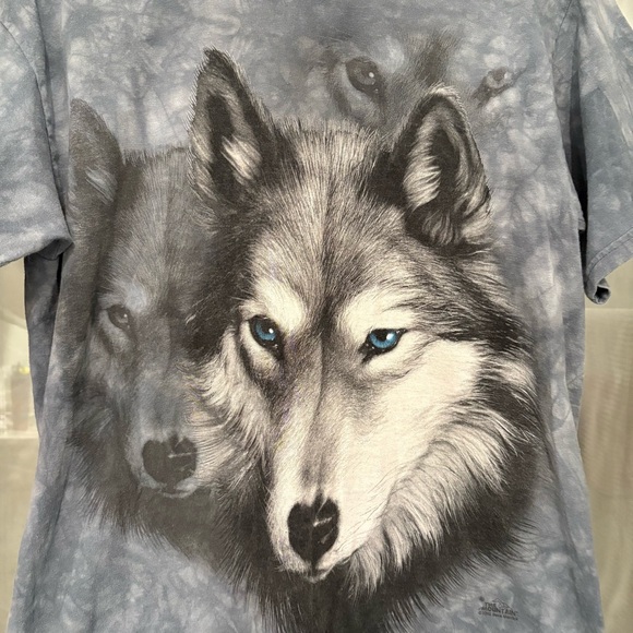 Vintage 2002 The Mountain Wolf T-Shirt Tie-Dye Blue/ Gray, Sz M - Picture 4 of 7